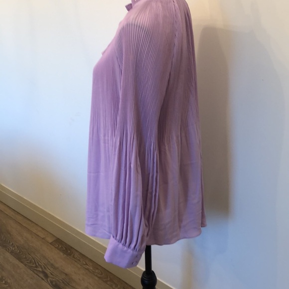Chicos purple accordion blouse size 3 long sleeves with tie neckline - Picture 5 of 14